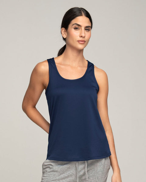 Camiseta deportiva de secado rápido y silueta semiajustada para mujer#color_509-azul