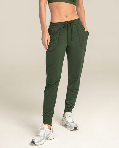 Jogger deportivo de silueta amplia con bolsillos#color_249-verde-oscuro