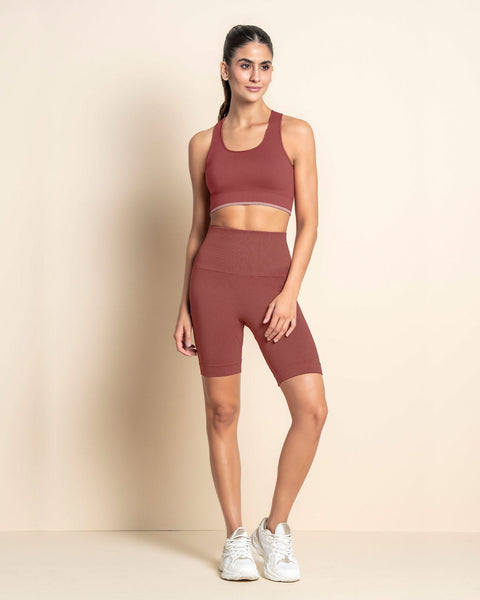 Short ciclista sin costuras control moderado en abdomen y muslos#color_194-vinotinto