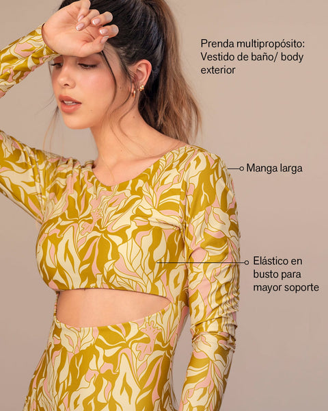 Traje de baño manga larga tecnología BIO-PET#color_100-estampado-floral