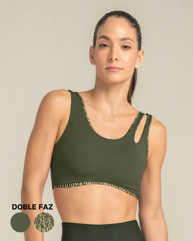 Top deportivo doble faz diseño asimétrico#color_a44-estampado-verde
