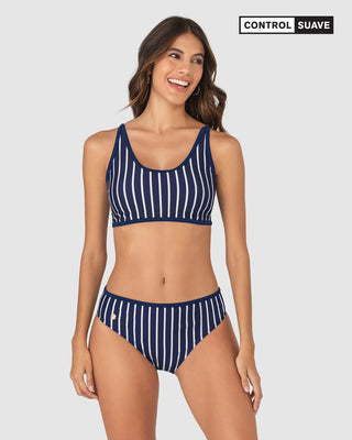 Traje  de  baño  de  dos  piezas tiro alto con control suave en abdomen bajo#color_065-estampado-rayas-azul