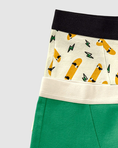 Bóxers cortos x2 niño#color_s01-verde-blanco-estampado