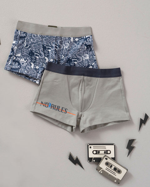 Paquete X2 boxers en algodón para niños#color_s44-estampado-fondo-gris