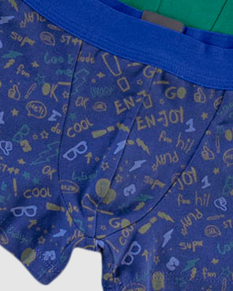 Paquete X2 boxers en algodón para niños#color_s62-azul-estampado-enjoy-verde