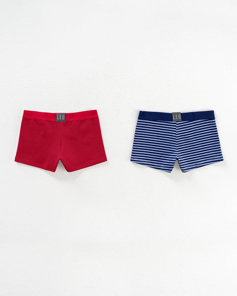 Paquete X2 boxers en algodón para niños#color_s63-estampado-rayas-rojo