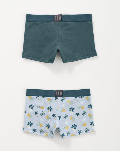 Paquete X2 boxers en algodón para niños#color_s66-verde-azul-azul-estampado