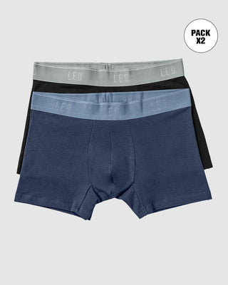 Paquete x2 bóxers cortos en algodón elástico#color_s76-azul-claro-negro