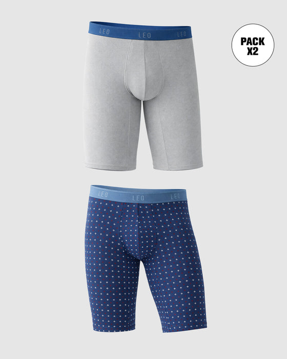 Paquete x2 bóxers largos ajustado con algodón#color_s80-fondo-azul-estampado-gris-elastico-azul