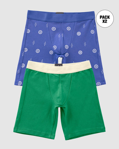 Paquete x2 bóxer largo para niño#color_s02-azul-estampado-verde