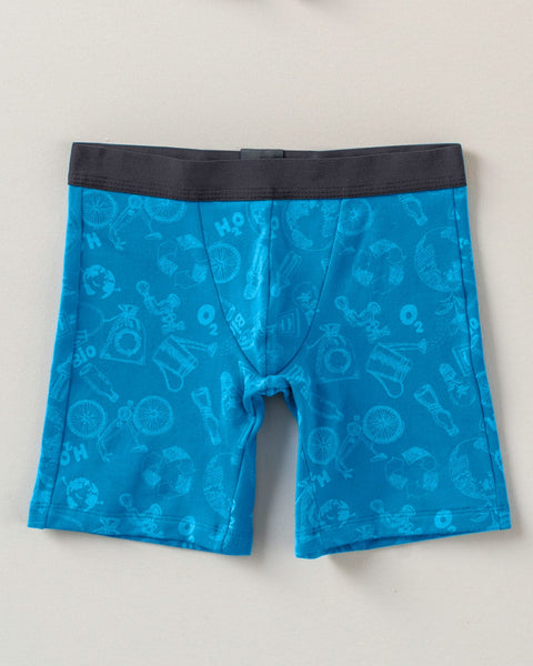 Paquete x 2 boxer largo en algodón para niño#color_s07-azul-estampado-verde-oscuro