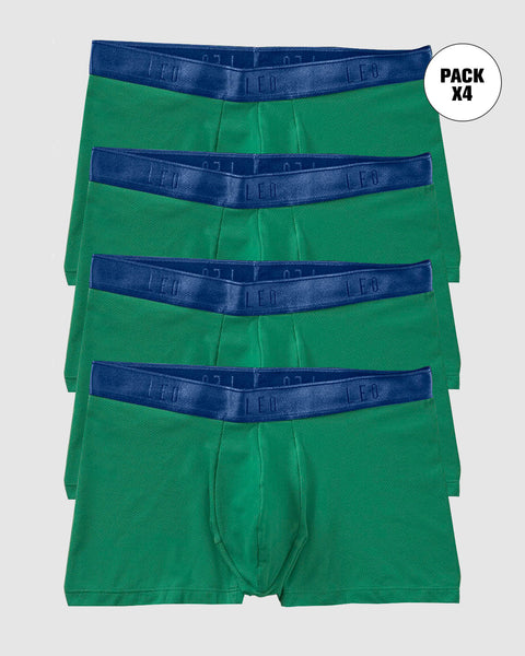 Paquete x 4 bóxers cortos con diseño ergonómico y máxima frescura en microfibra#color_677-verde-elastico-azul