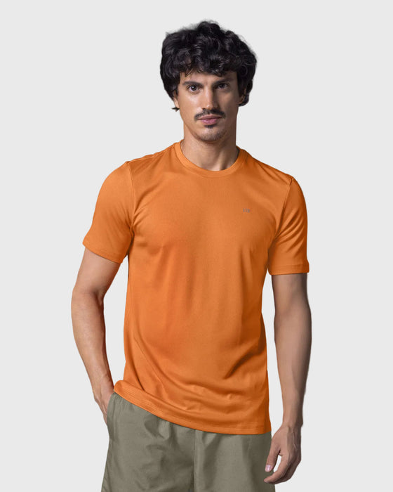 Camiseta deportiva masculina semiajustada de secado rápido#color_202-naranja