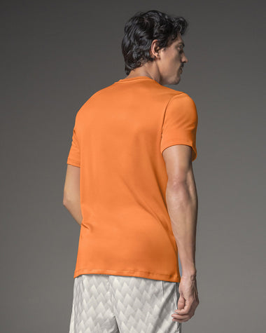 Camiseta deportiva masculina semiajustada de secado rápido#color_202-naranja
