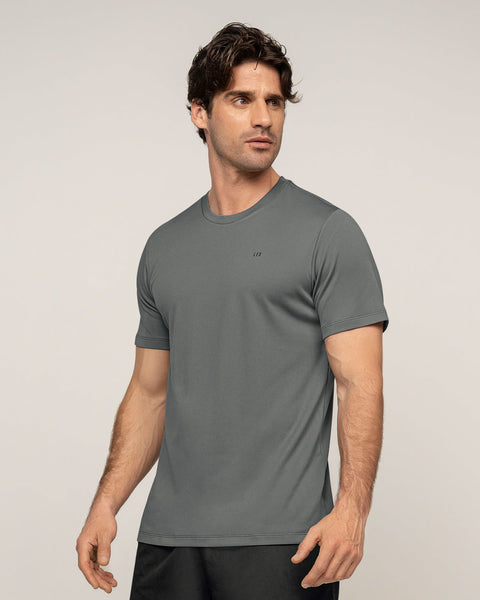 Camiseta deportiva masculina semiajustada de secado rápido#color_706-gris-oscuro