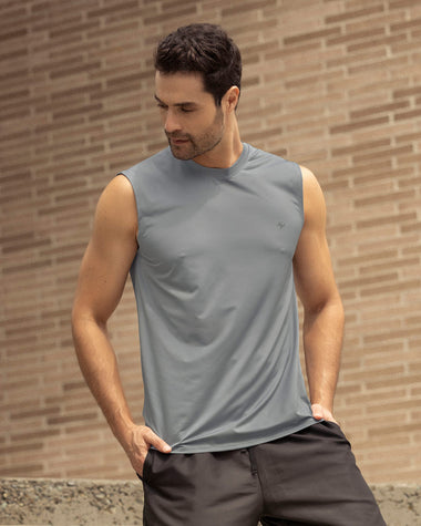 Camisa manga sisa deportiva y de secado rápido para hombre#color_737-gris-claro