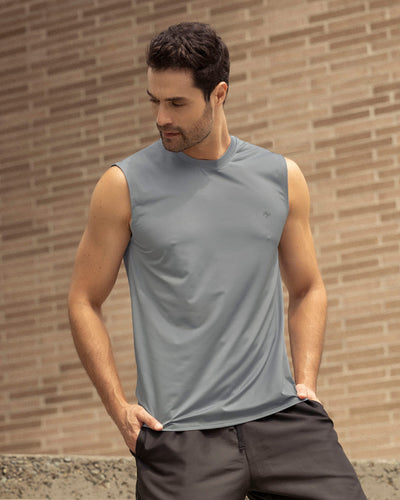 Camisa manga sisa deportiva y de secado rápido para hombre#color_737-gris-claro