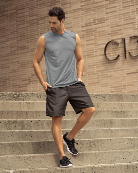 Camisa manga sisa deportiva y de secado rápido para hombre#color_737-gris-claro