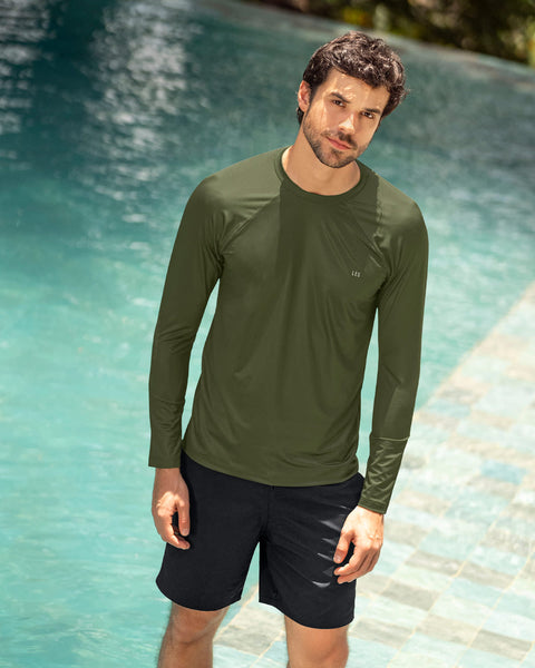 Camiseta deportiva masculina manga larga con protección UV#color_604-verde