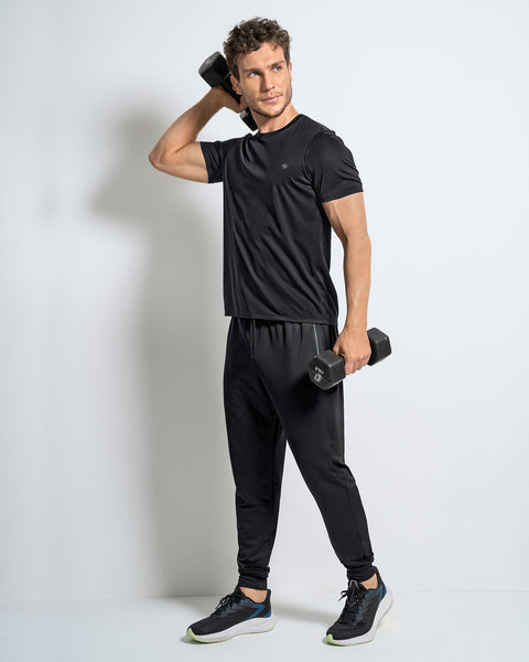 Jogger deportivo ultrasuave al tacto con bolsillos laterales#color_700-negro