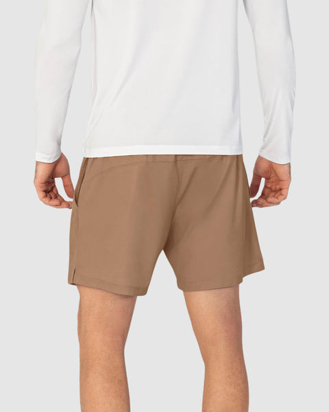 Pantaloneta deportiva con bóxer interno#color_852-cafe-medio