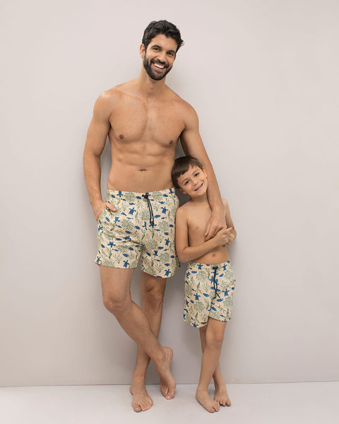 Pantaloneta de baño para niño con bolsillo lateral#color_a29-estampado-animales-marinos