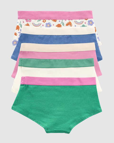 Paquete x 5 bloomers tipo hipster para niña#color_s33-flores-arco-iris-rosado-marfil-verde