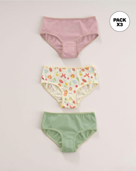 Paquete x3 bloomer clásico para niña#color_s33-marfil-estampado-estrellas