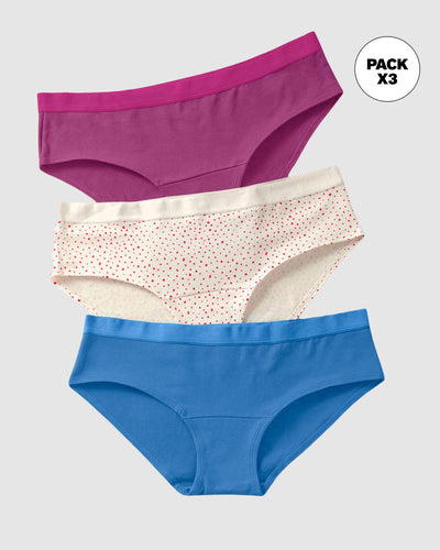Paquete x 3 bloomers estilo hipster en algodón#color_s54-marfil-estampado-puntos-morado-azul