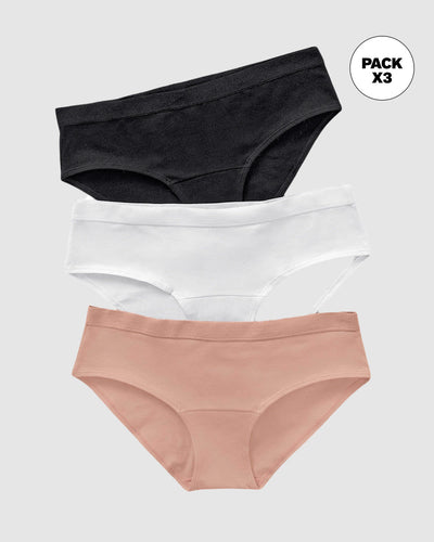 Paquete x 3 bloomers estilo hipster en algodón#color_s57-blanco-negro-rosa-claro