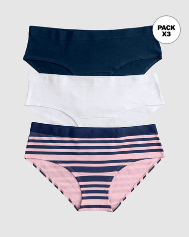 Paquete x 3 bloomers estilo hipster en algodón#color_s63-rayas-azul-blanco