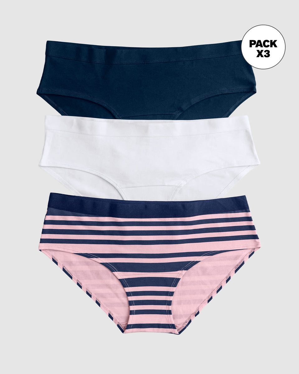 Paquete x 3 bloomers estilo hipster en algodón