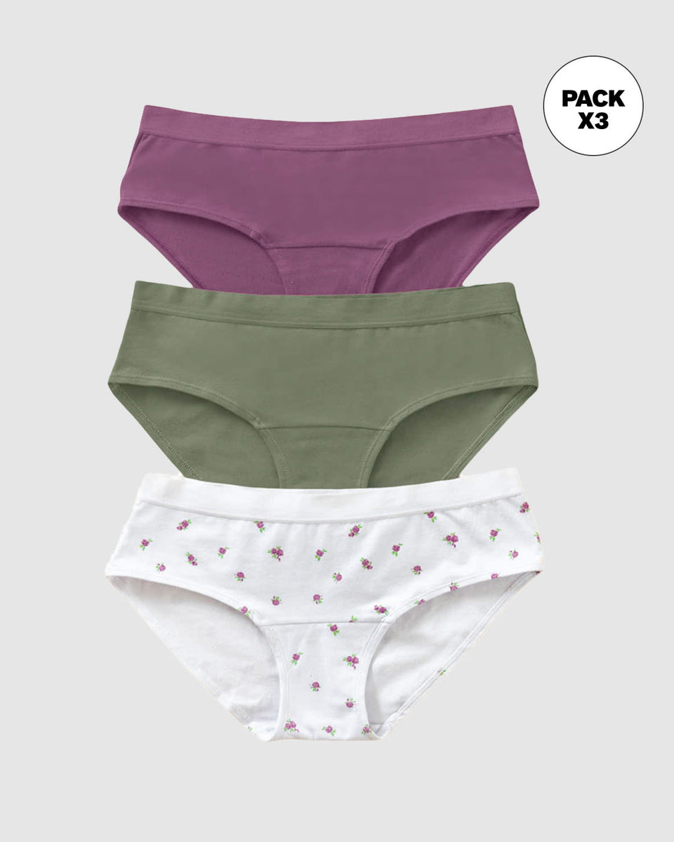 Paquete x 3 bloomers estilo hípster en algodón