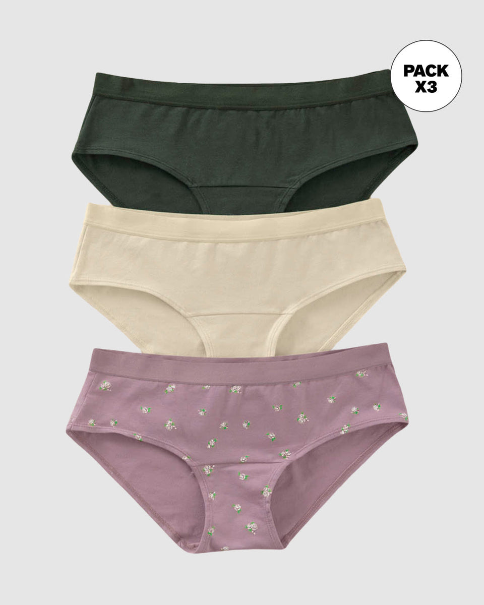 Paquete x 3 bloomers estilo hípster en algodón