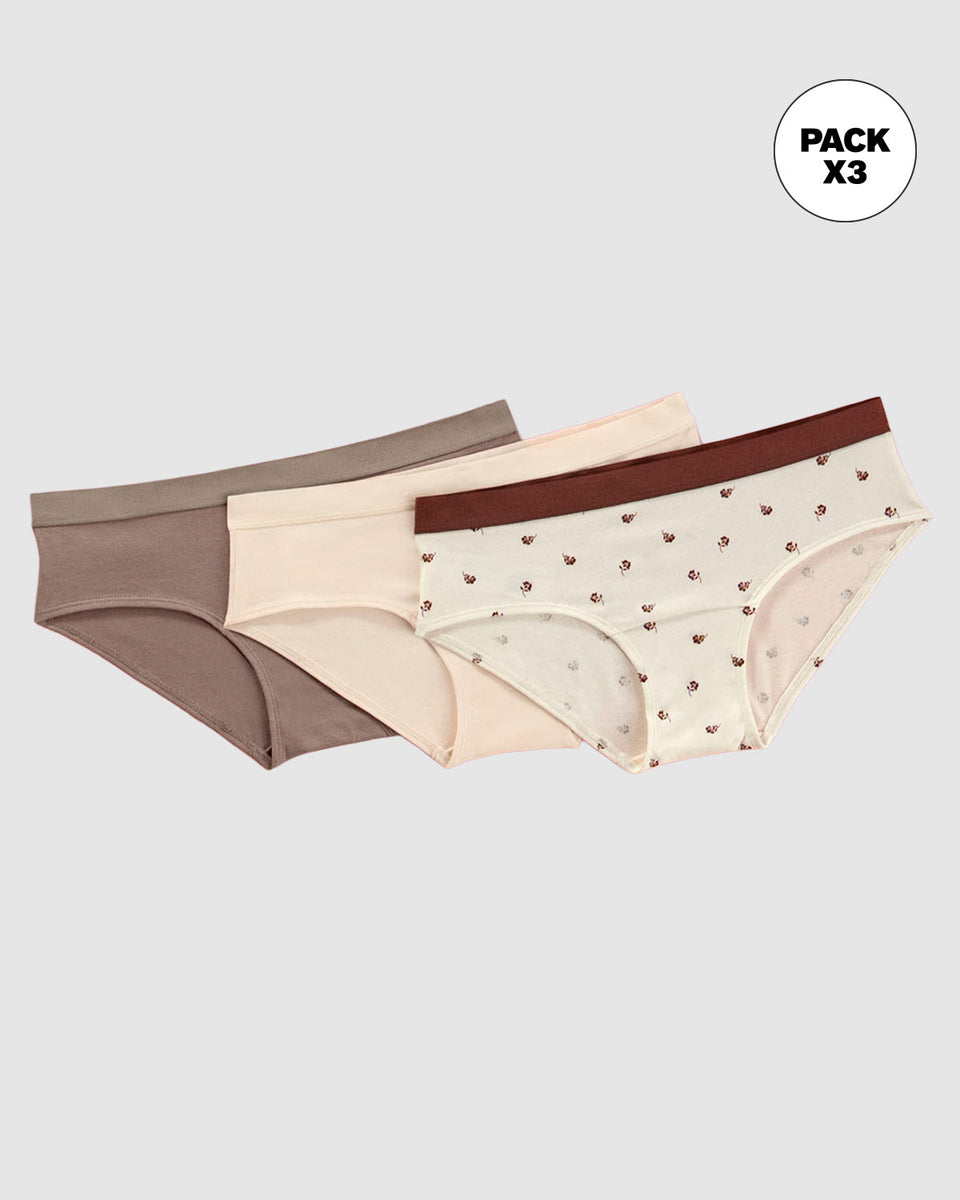 Paquete x 3 bloomers estilo hípster en algodón