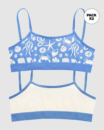 Paquete x 2 Top para niña#color_s17-marfil-azul-estampado