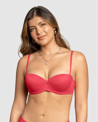 Brasier strapless con arco de realce suave#color_944-coral