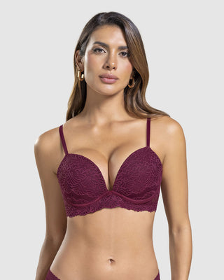 Brasier doble realce escote profundo elaborado en encaje#color_240-vino