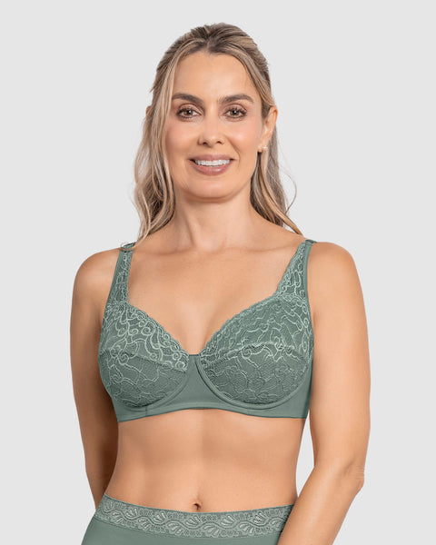 Brasier triangular con copas en encaje y espalda en tela lisa#color_198-verde