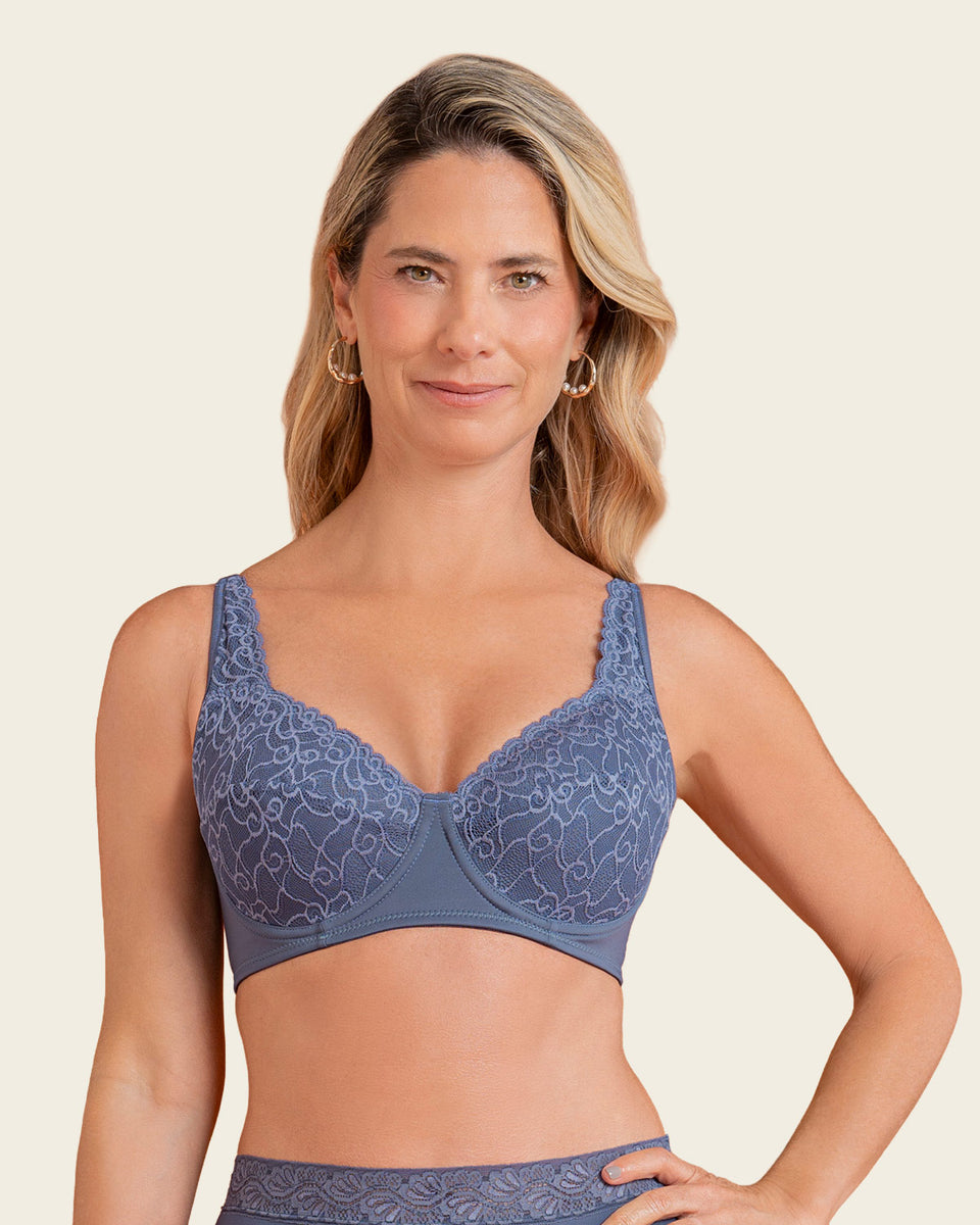 Brasier triangular con copas en encaje y espalda en tela lisa