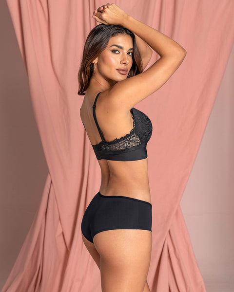 Brasier sin arco Liso y Encaje#color_700-negro
