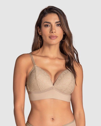 Brasier sin arco Liso y Encaje#color_802-cafe-claro