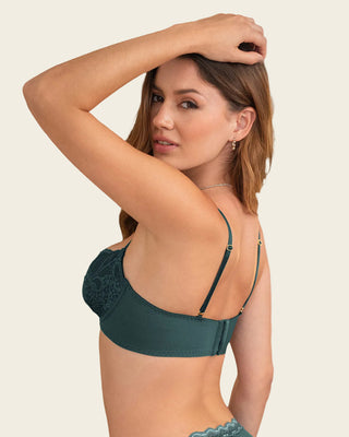 Brasier con copas en encaje y espalda en tul#color_171-verde-oscuro
