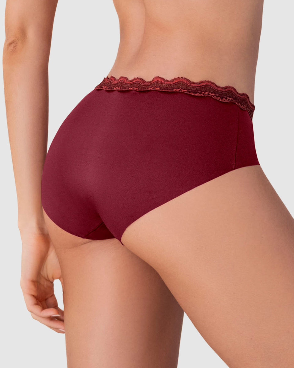 Bloomer hípster con encaje en cintura tiro medio