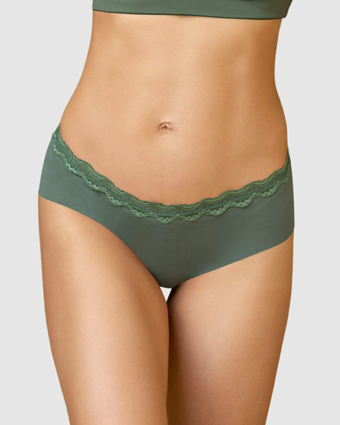 Bloomer hípster con encaje en cintura tiro medio#color_611-verde