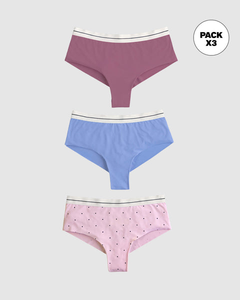 Bloomers cacheteros paquete x 3 ultracómodos#color_s15-azul-morado-fondo-rosa-estampado