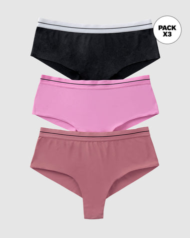 Bloomers cacheteros paquete x 3 ultracómodos#color_s16-negro-rosado-salmon