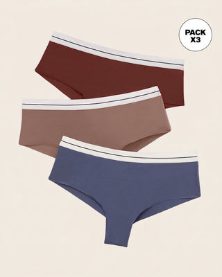 Bloomers cacheteros paquete x 3 ultracómodos#color_s18-azul-cafe-vino