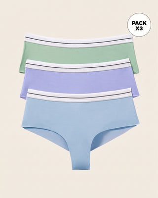 Bloomers cacheteros paquete x 3 ultracómodos#color_s19-verde-medio-morado-claro-azul-claro