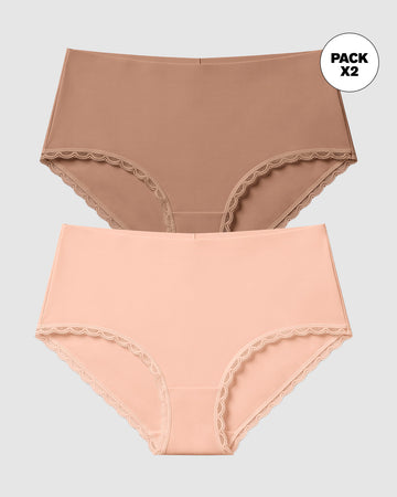 Paquete x 2 bloomers cacheteros, sin elásticos en cintura#color_s02-durazno-cafe-medio